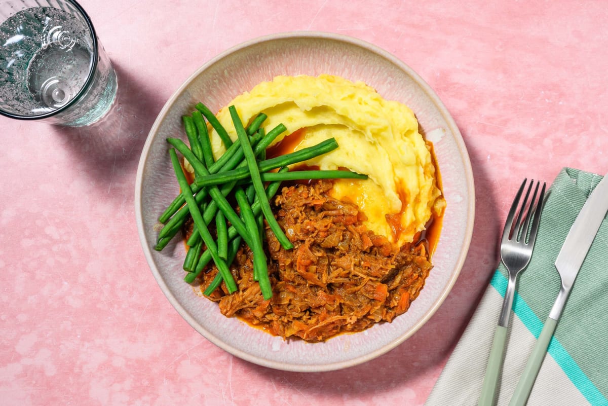 Fyllig pulled beef-gryta
