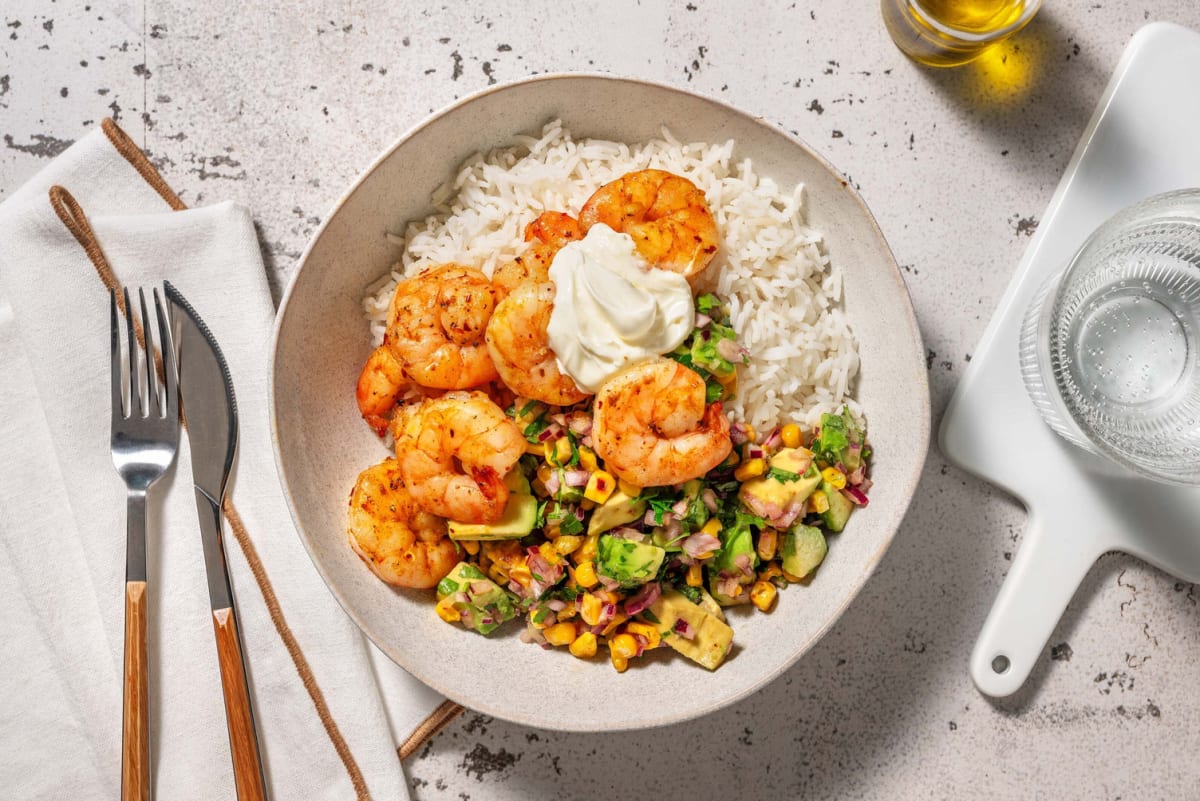Chipotle-inspireret rejebowl 