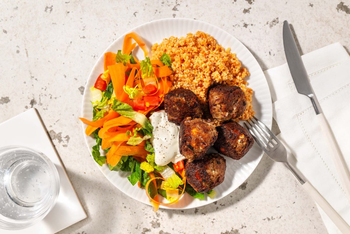Spiced beef and greek cheese meatballs