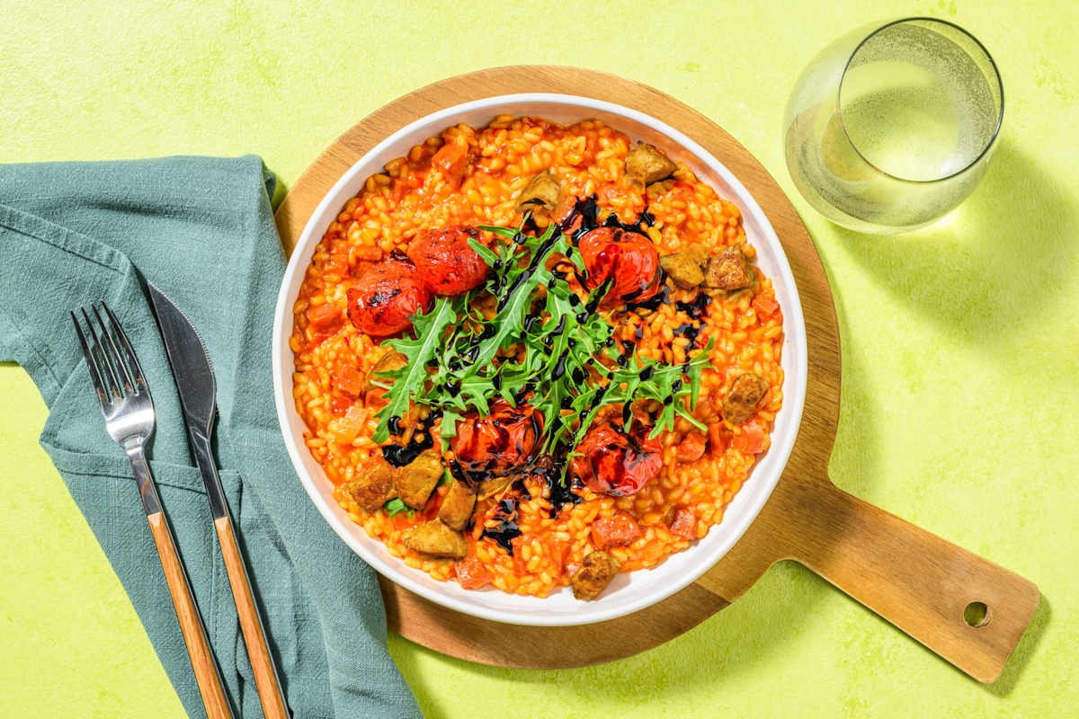 Oven-Baked Chicken, Chorizo and Tomato Risotto