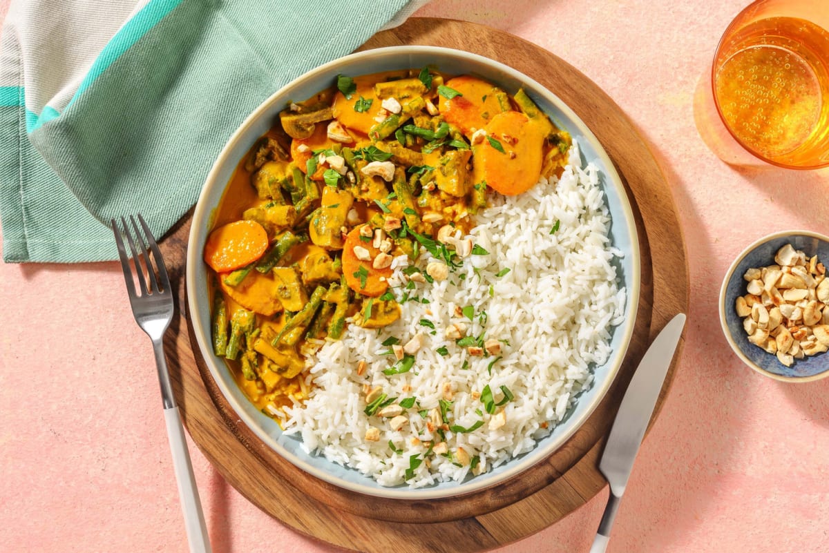 Gelbes Curry mit Bohnen & Champignons