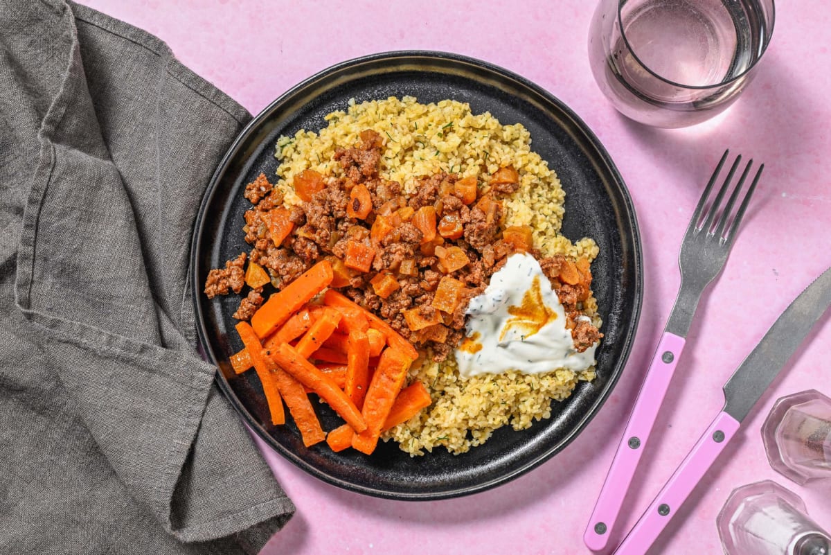 Spiced Lamb Stew and Herby Bulgur