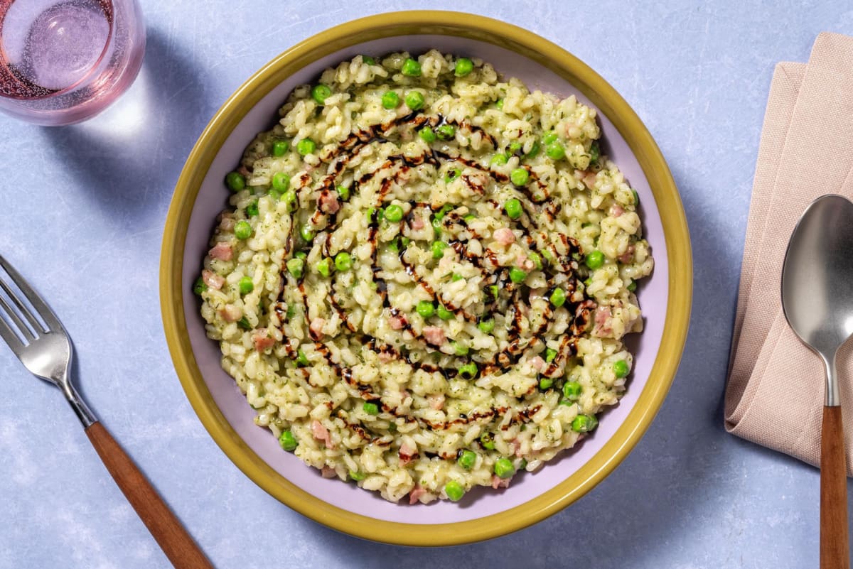 Oven-Baked Chicken, Bacon and Pea Risotto