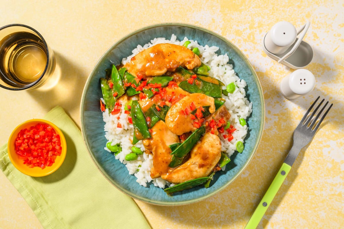 Speedy Ginger Peanut Chicken Breasts Bowl