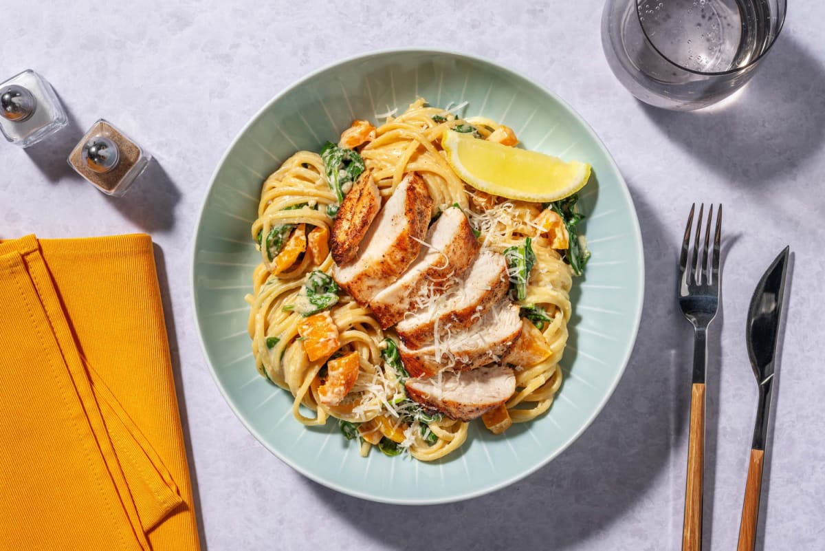 Double Chicken al Limone and Linguine