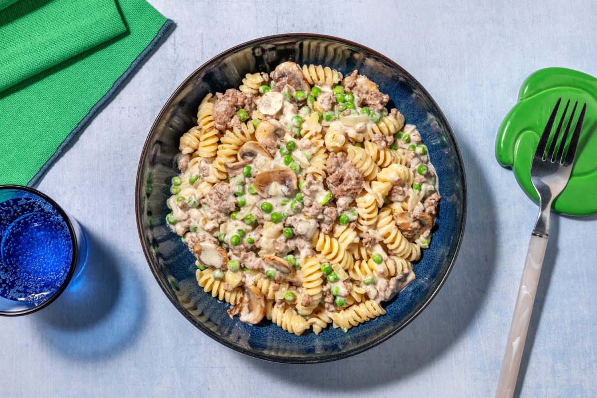 Fusilli crémeux au saucisse