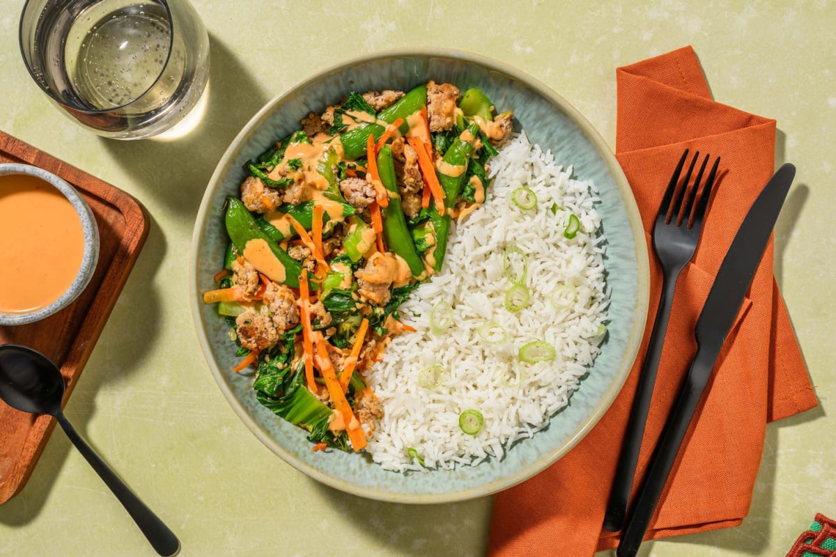 Sesame-Soy Turkey and Rice Bowls