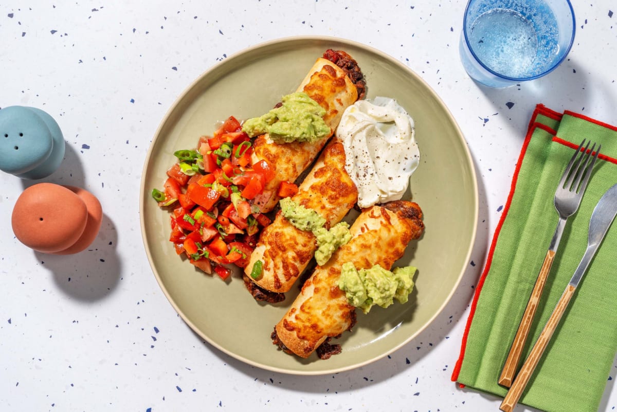 Sweet Pepper, Chorizo and Black Bean Taquitos