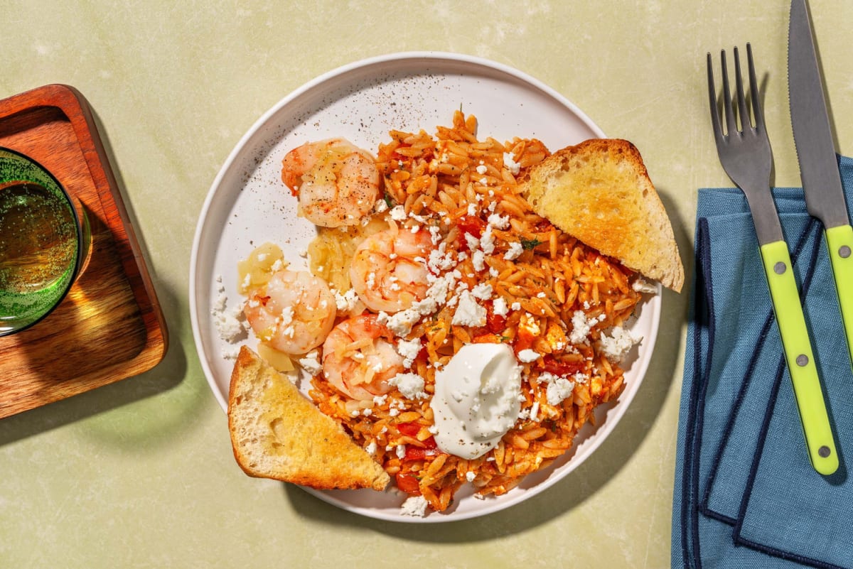 Greek-Style Salmon and Feta Orzo