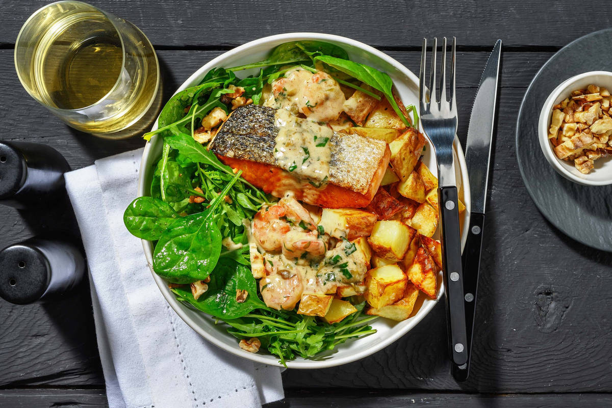 Salmon and Shrimp in LemonCaper Cream Sauce Recipe HelloFresh