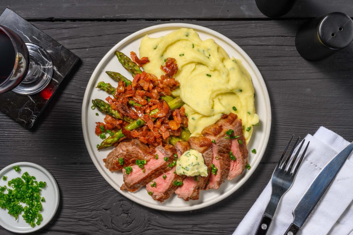 Double Striploin Steaks and Herb Butter