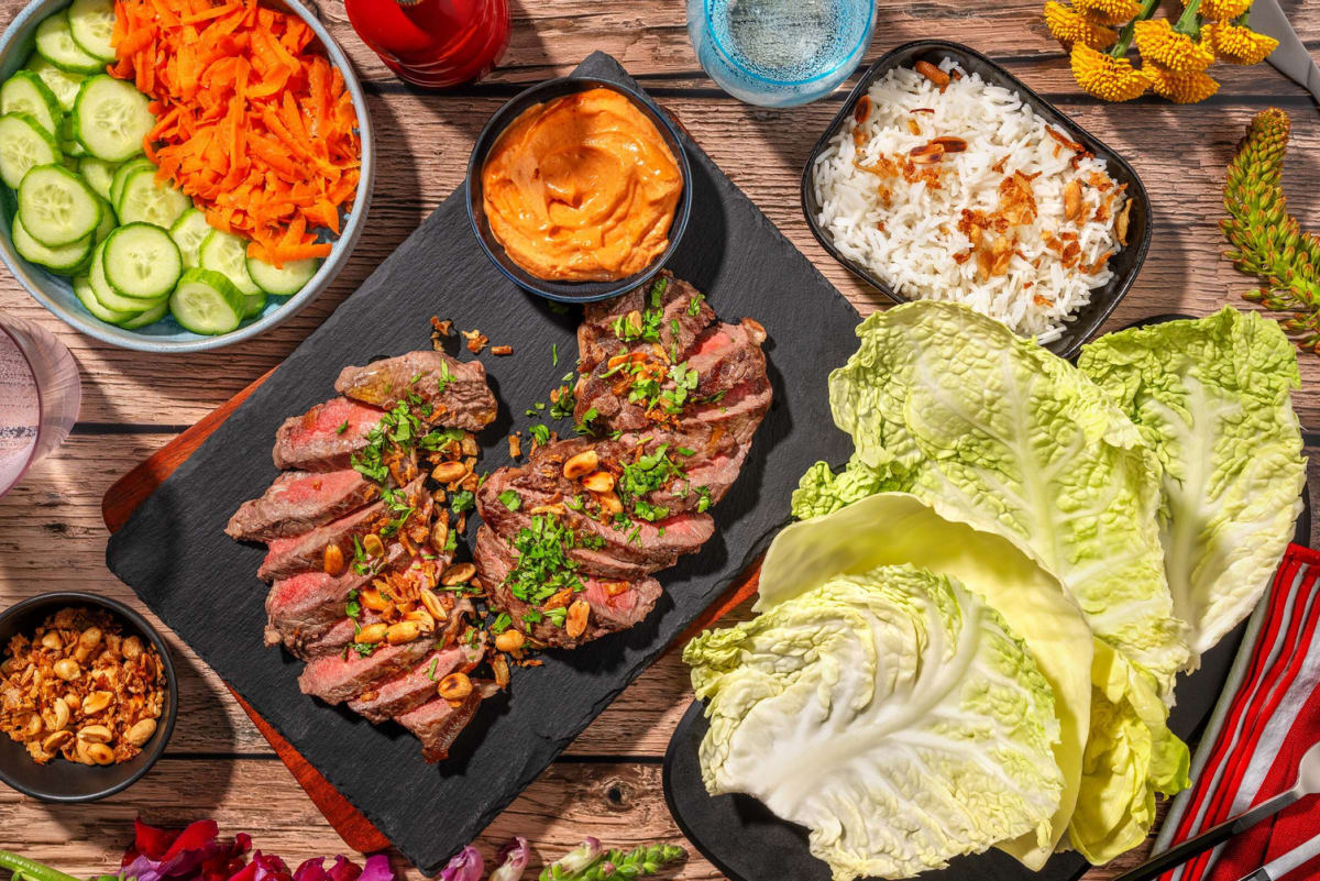Grilled Hoisin Tenderloin Steak Lettuce Wraps
