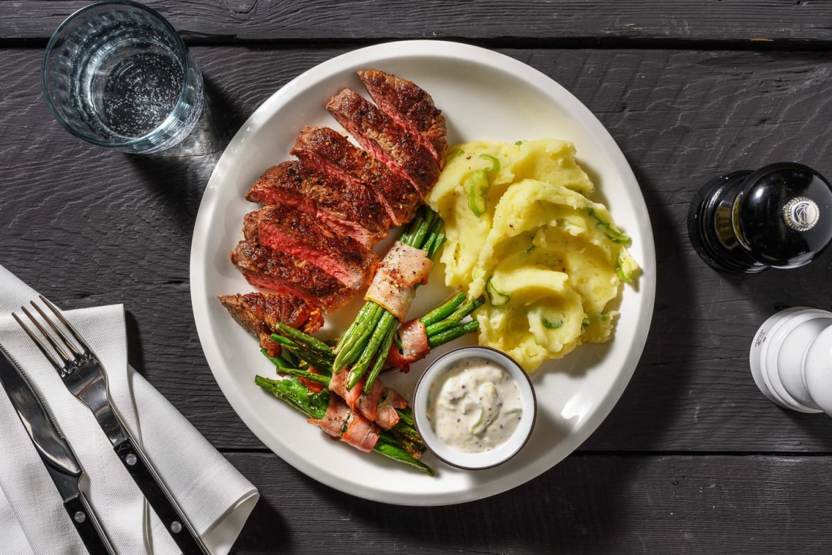 Tenderloin Steaks and Bacon-Wrapped Green Beans 
