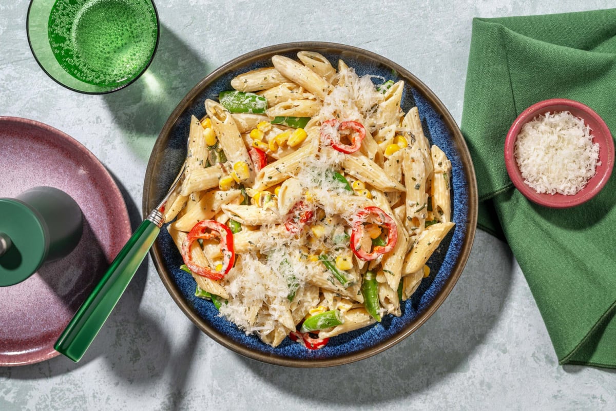 Creamy Chicken Breast Pasta Primavera