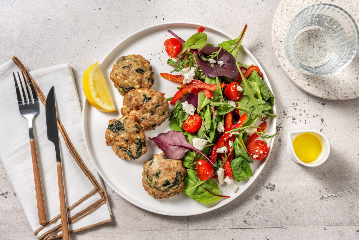 Carb Smart Spinach and Feta Pork Patties