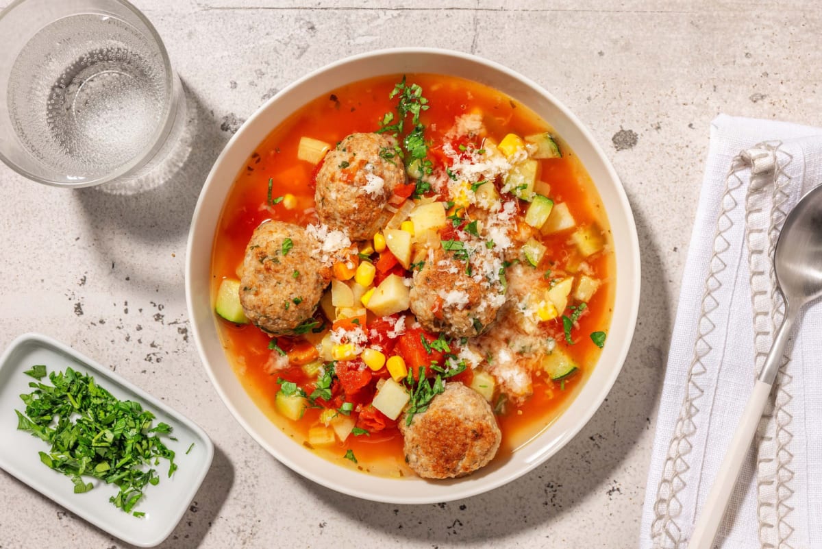 Carb Smart Italian Pork Meatball and Veggie Soup