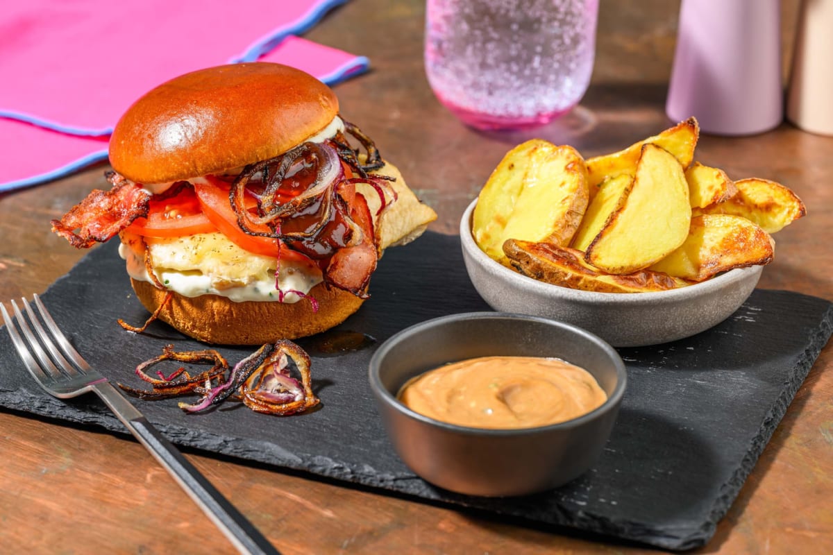 Cheesy Grilled Chicken and Bacon Burgers