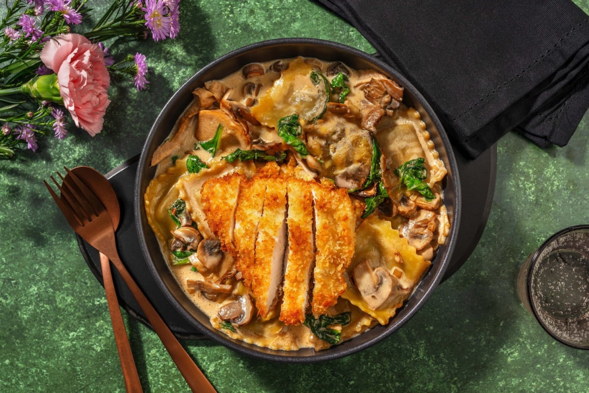 Golden Parmesan Turkey and Mushroom Ravioli