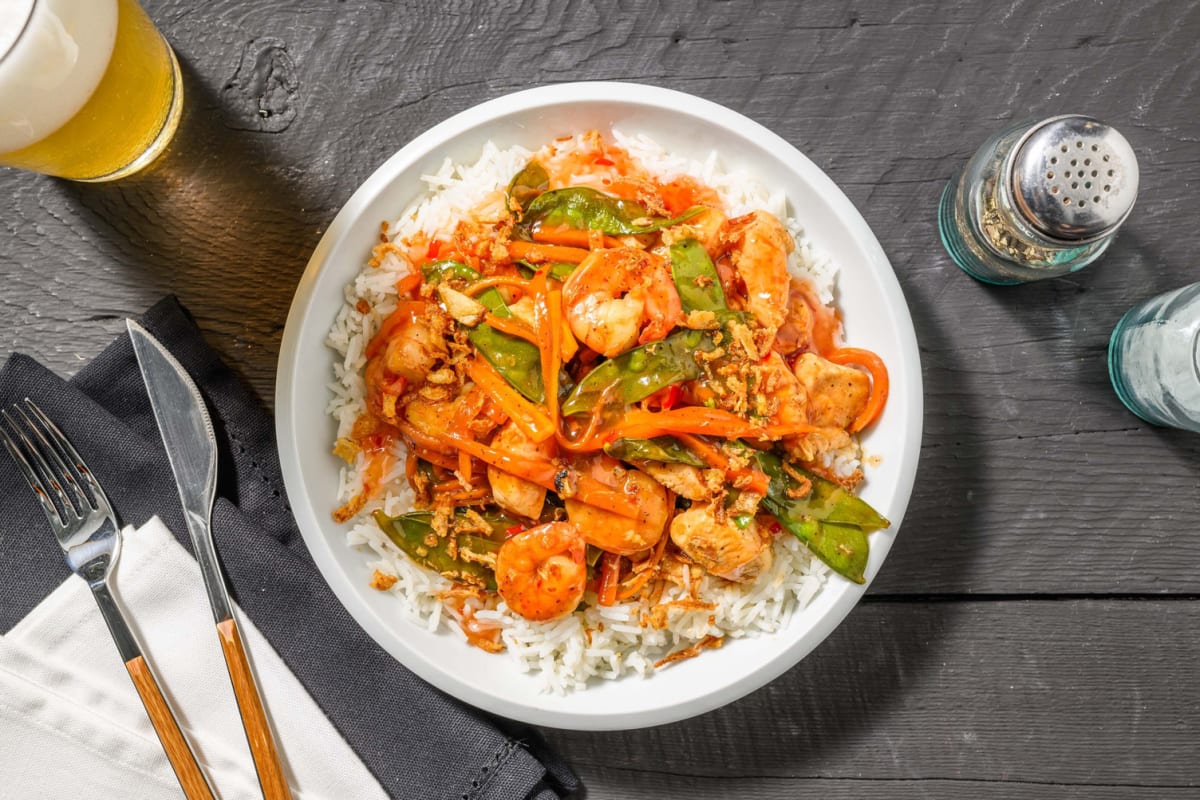 Ginger Shrimp and Chicken Stir-Fry