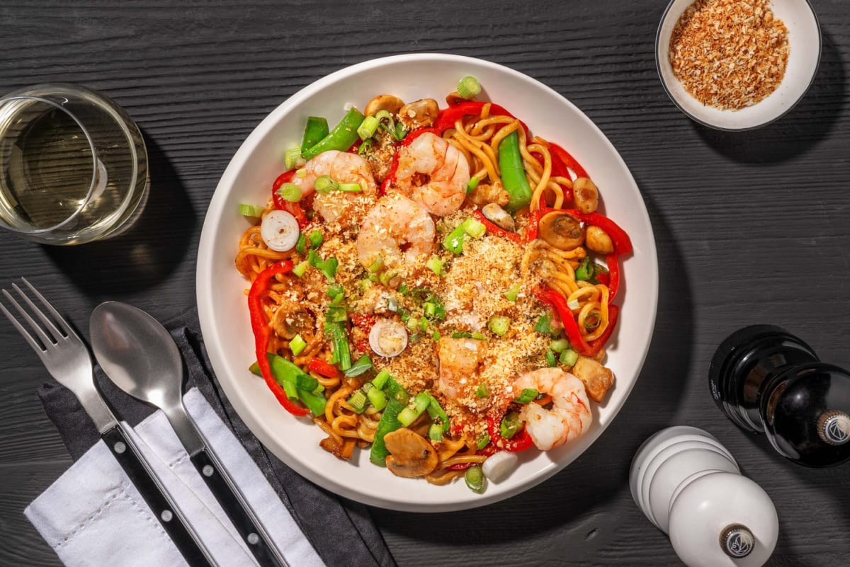 Garlic Crunch Jumbo Shrimp Noodles