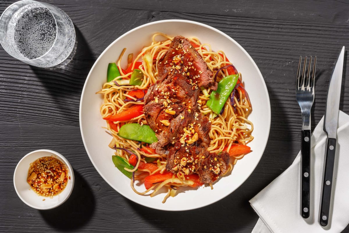 Double Umami Striploin Steak and Noodle Stir-Fry