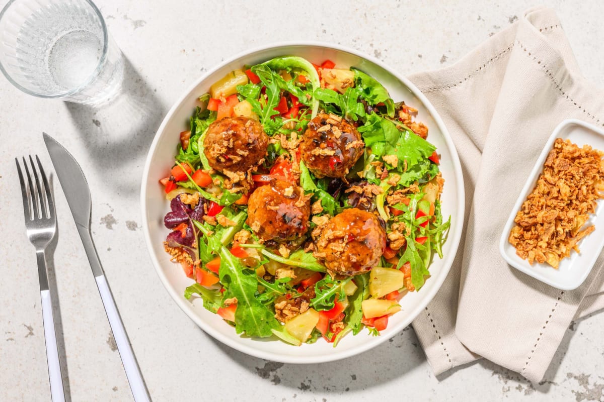 Salade de boulettes de dinde à la thaïlandaise