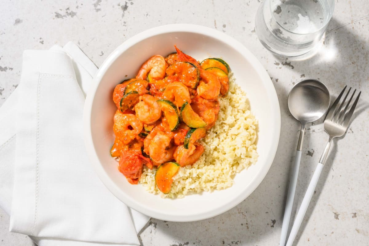 Crevettes crémeuses au pesto de tomates séchées