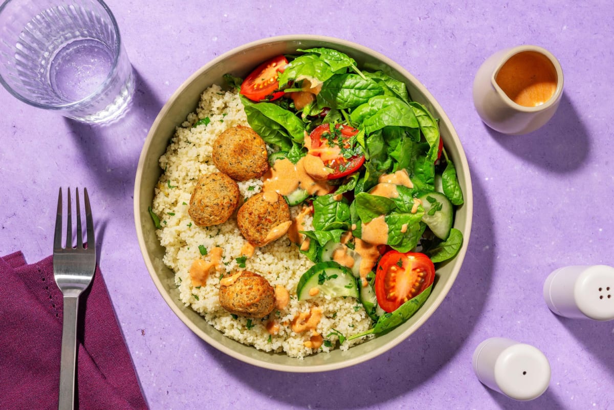 Beef and Falafel Couscous Bowls