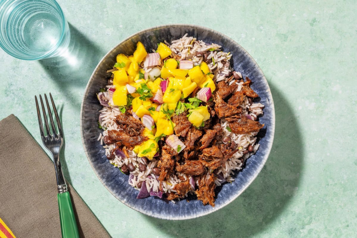 Bol d’émincés protéinés à base de plantes BBQ façon jerk
