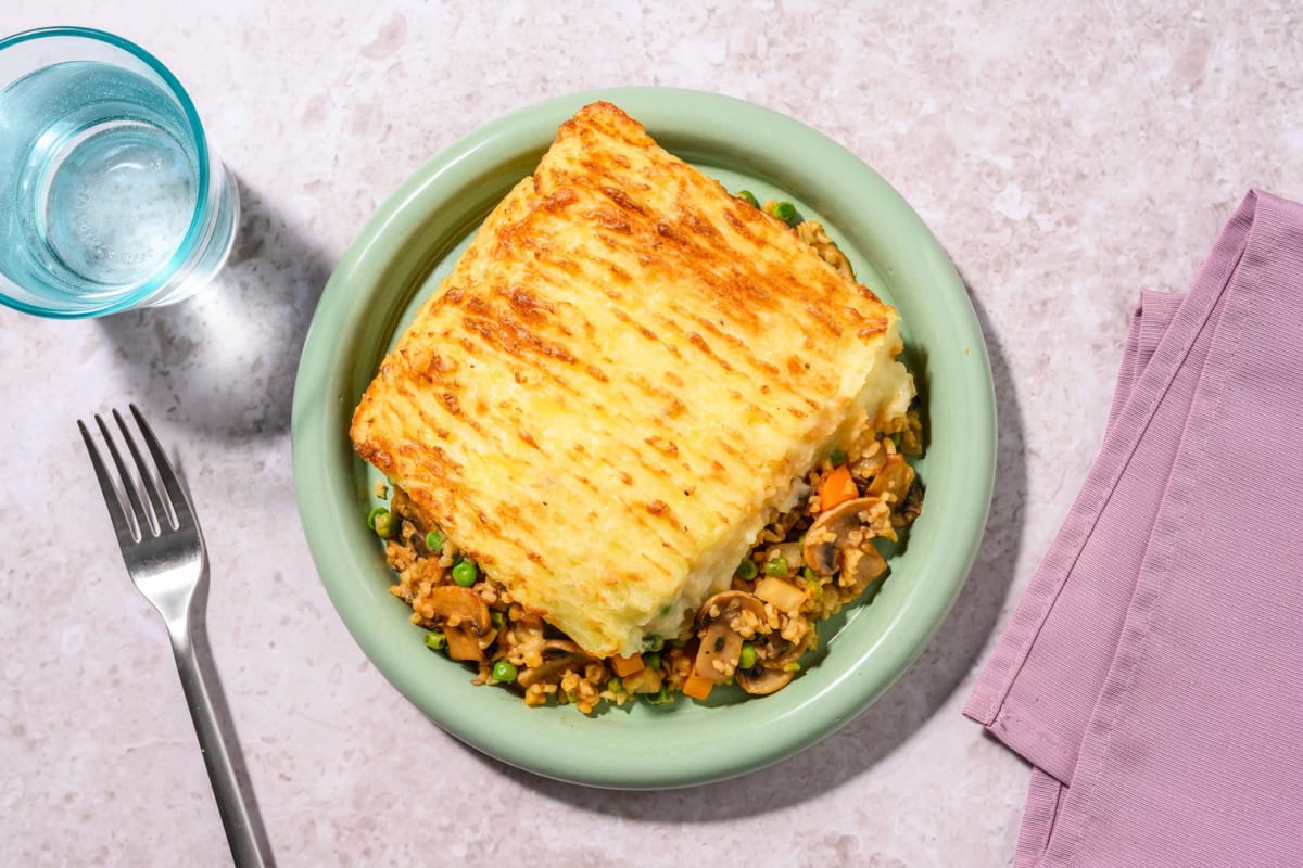 Mushroom and Plant-Based Cheese Cottage Pie