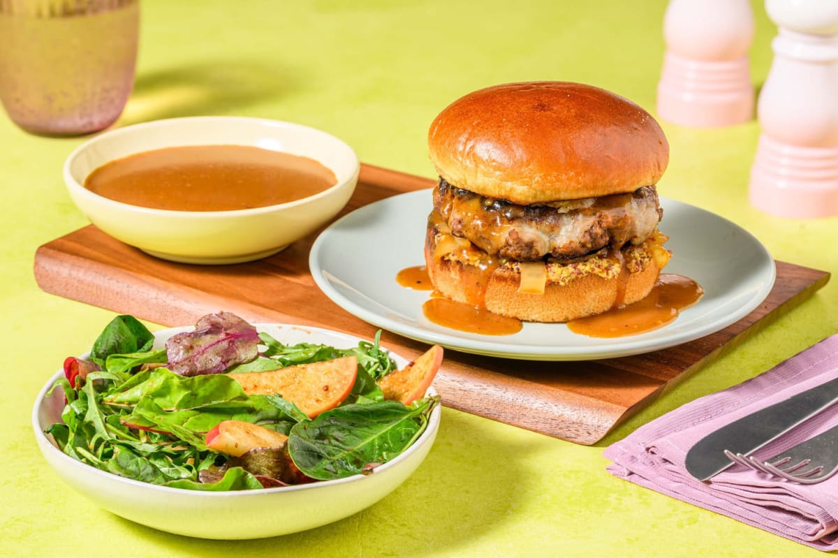 Burger maison au Beyond Meat® et au fromage en grains