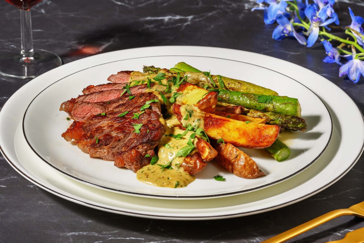 Contre-filet de bœuf et sauce crémeuse aux tomates séchées