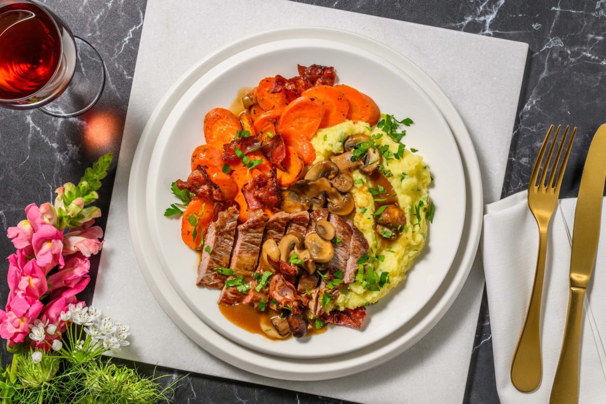 Bourguignon-Inspired Striploin Steak Dinner