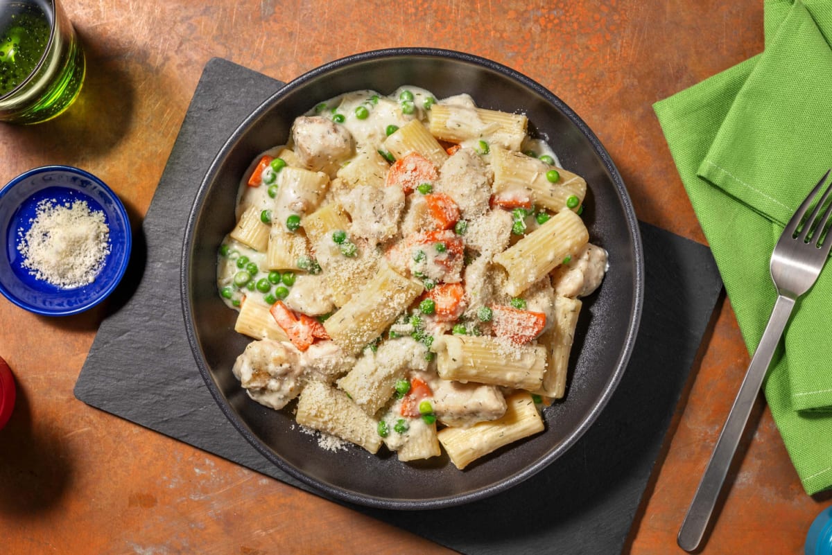 Creamy Turkey Pot Pie-Inspired Pasta