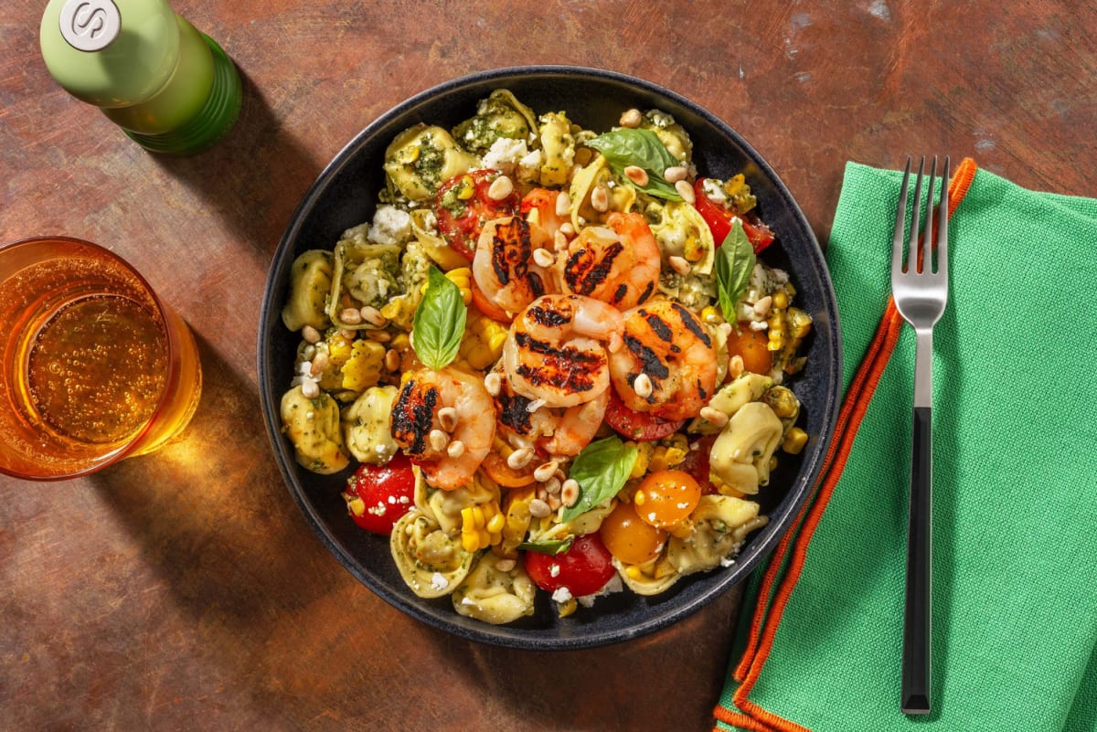 Grilled Corn-tastic Jumbo Shrimp and Tortellini Tango