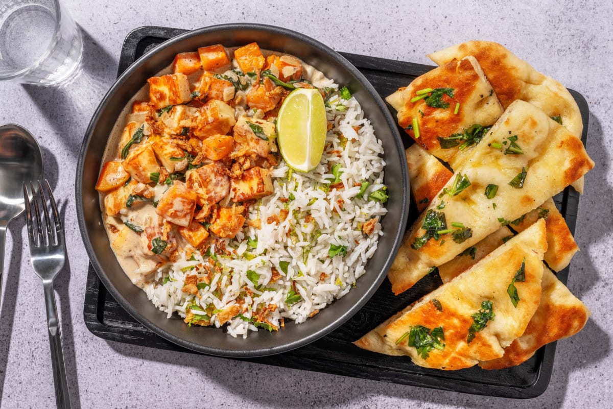 Indian-Inspired Braised Halloumi and Spinach
