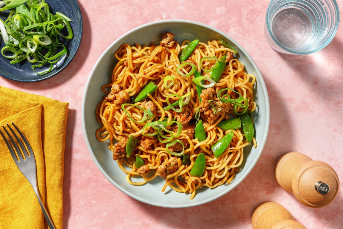 SuperQuick Scallion Turkey Noodles