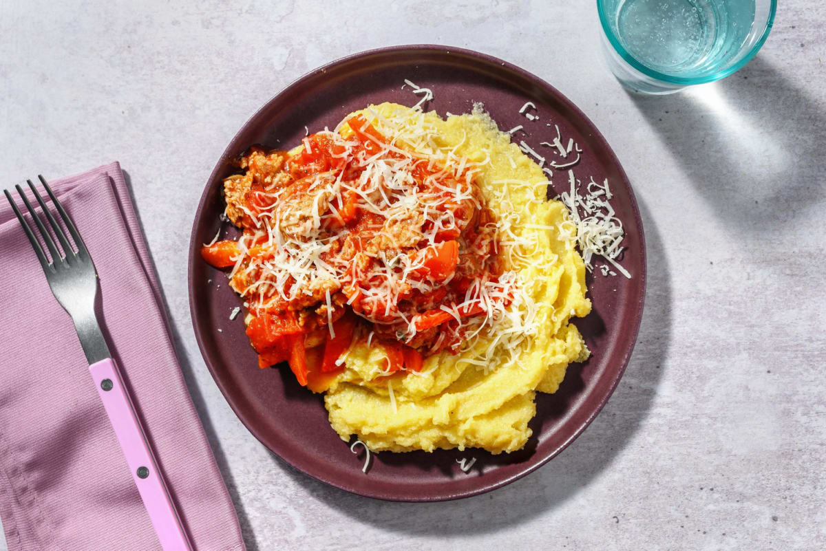 SuperQuick Italian Sausage and Cheesy Grits