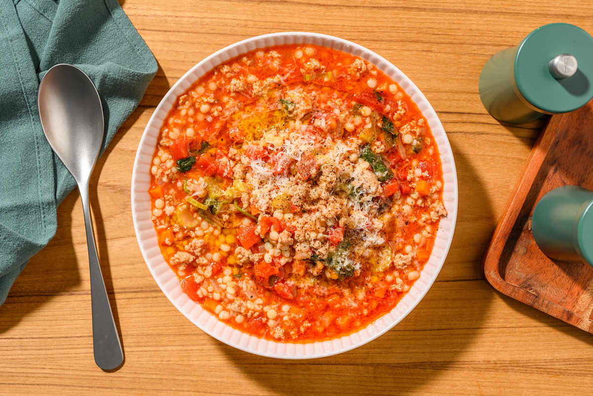 SuperQuick Beef and Couscous Soup