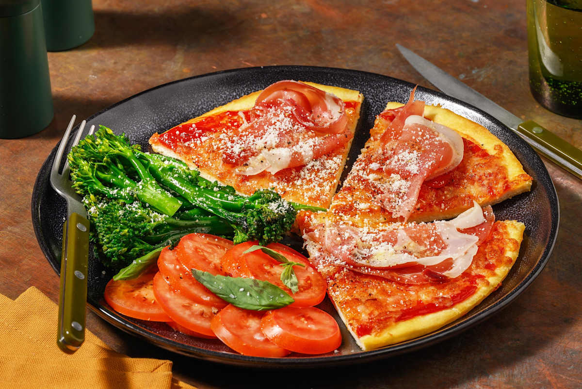 Ruccolatoppet trøffel- og prosciuttopizza