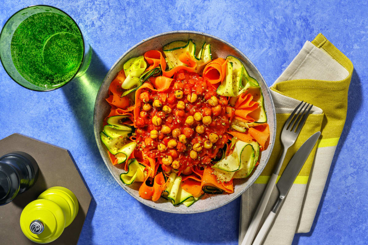 Boloñesa de garbanzos asados y verduras