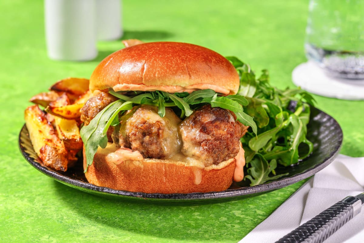 Italian Inspired Pork Meatball Burger