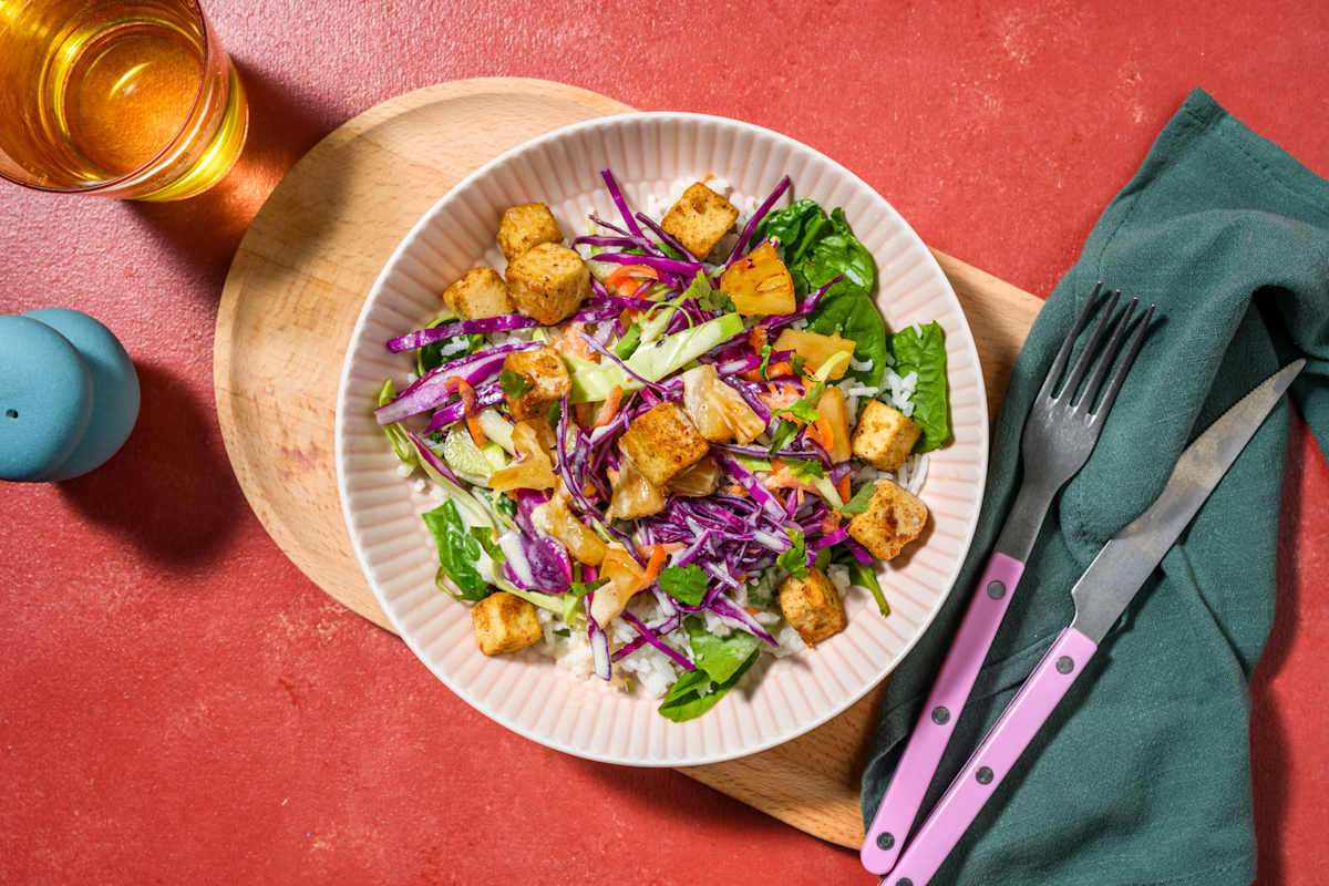 Caribbean Tofu, Prawn & Creamy Coconut Sauce