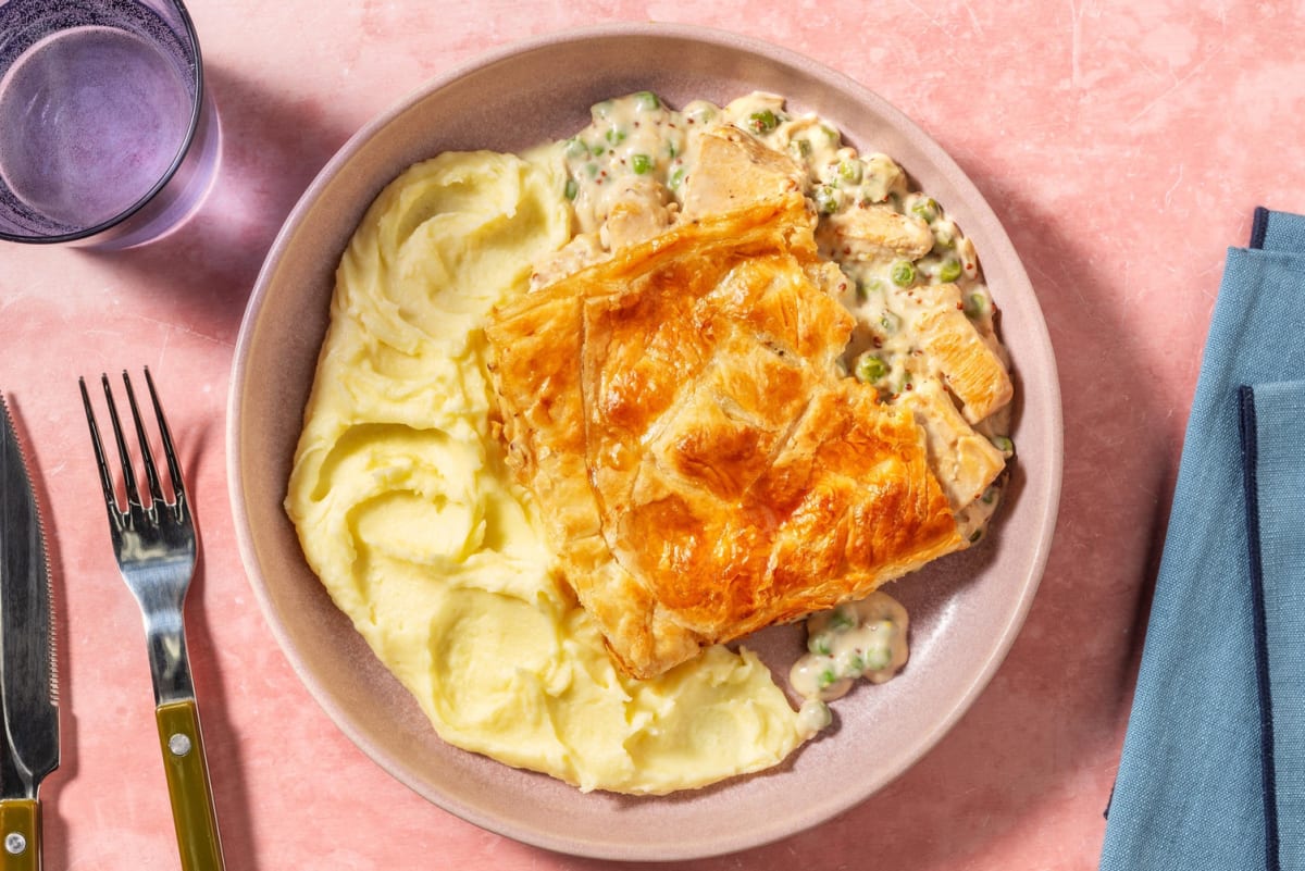 Creamy Chicken and Pea Puff Pastry Pie