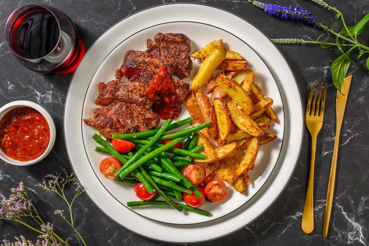 Feines Rinderhüftsteak mit Pflaumendip