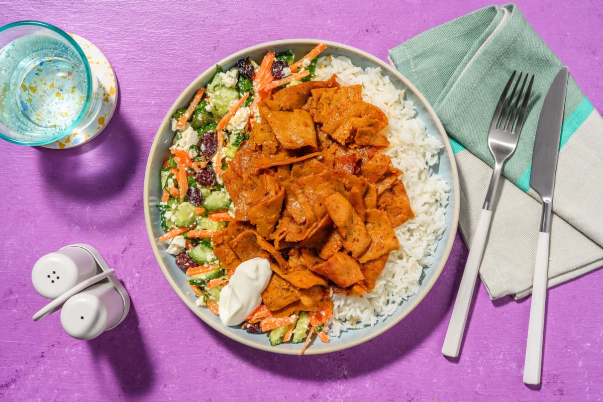 Honey-harissa glazed veggie protein