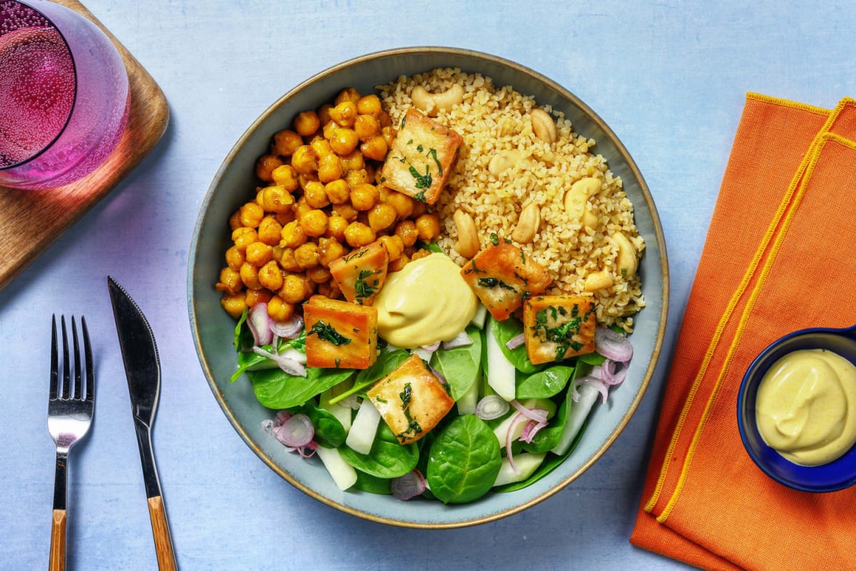 Indisk bowl med glaserade kikärtor