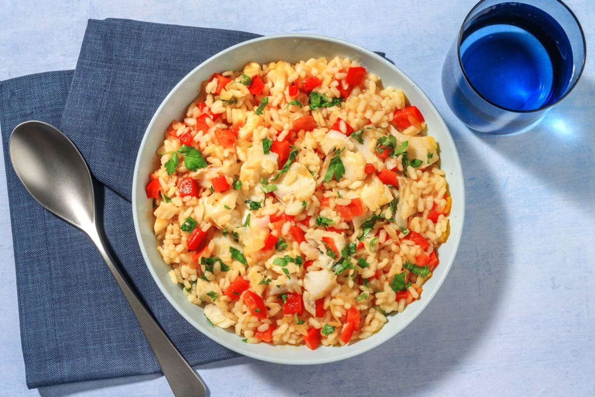 Arroz alla portoghese - merluzzo e peperoni