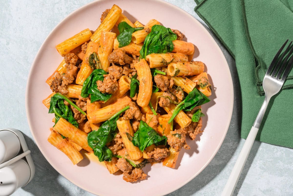 Speedy Cajun Beef Rigatoni