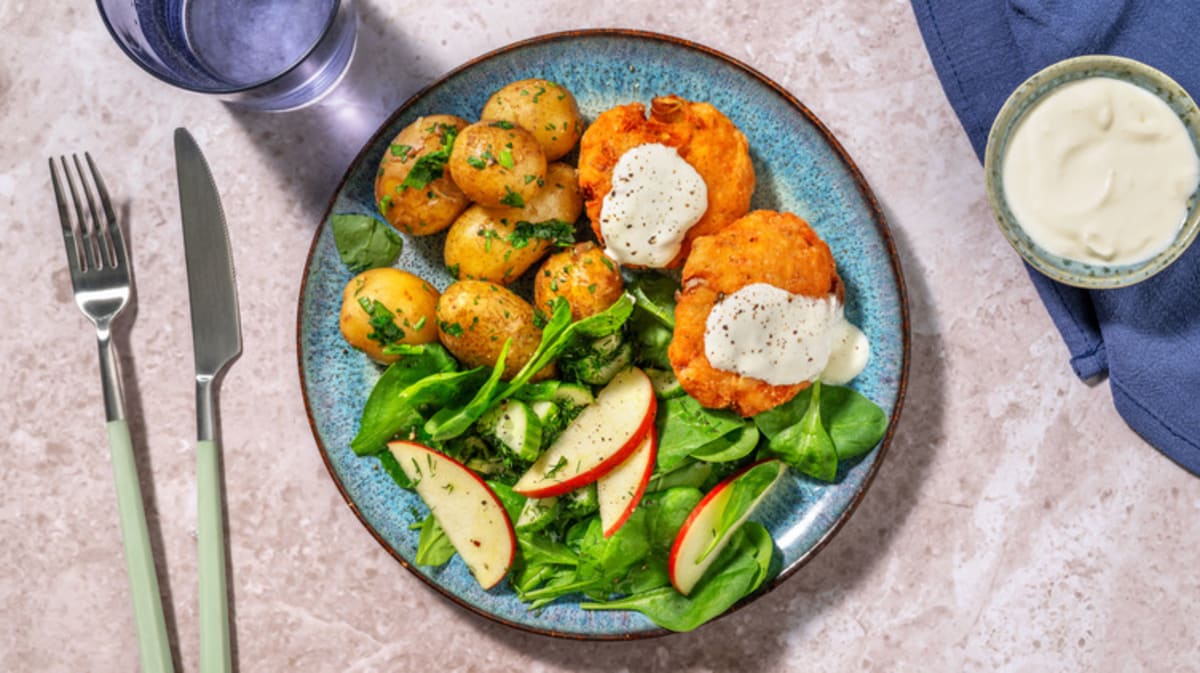 Fiskbullar på lax och salladslök